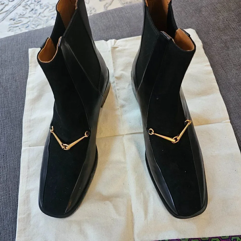 Tory Burch Women's Black Equestrian Link Chelsea Ankle Boots Size 8.5(M)